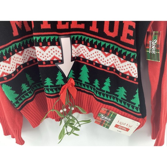 Spencers Kiss Me Under The Mistletoe LIGHT UP Ugly Christmas Sweater SZ XXL - Picture 2 of 8